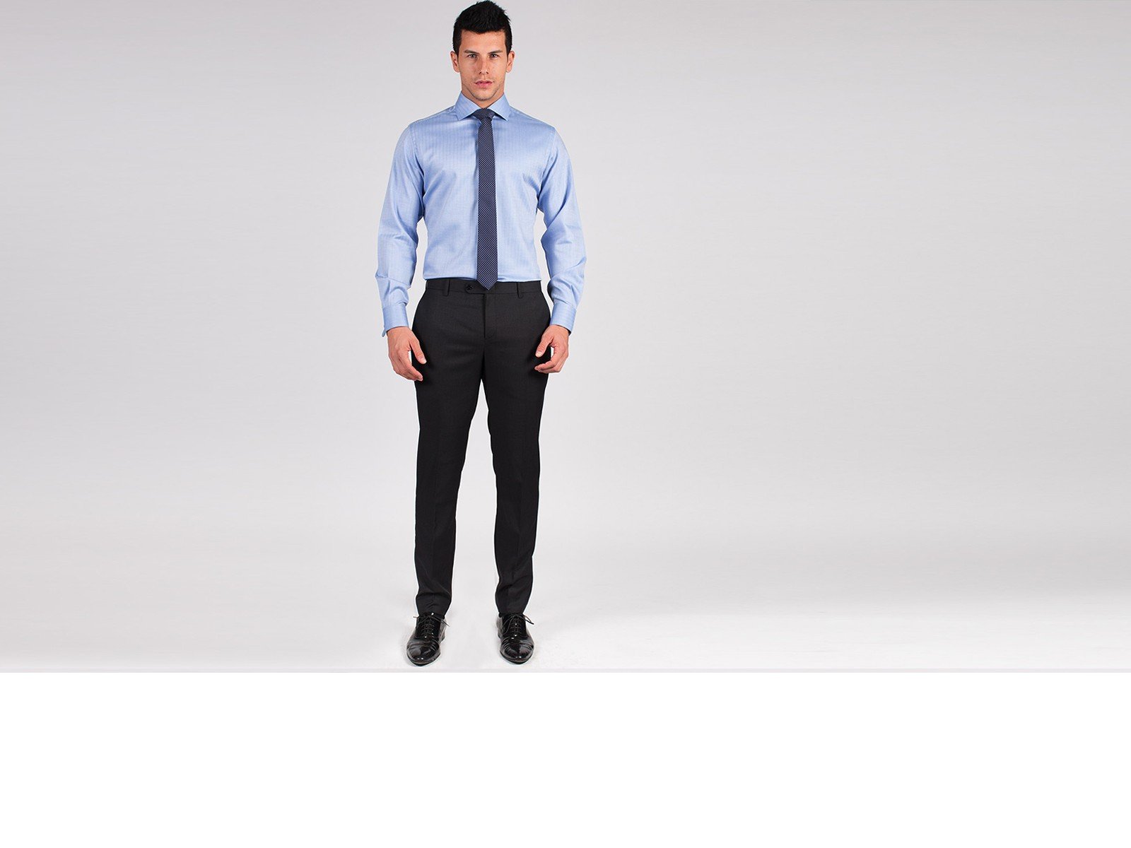 Premium Blue Herringbone Custom Shirt