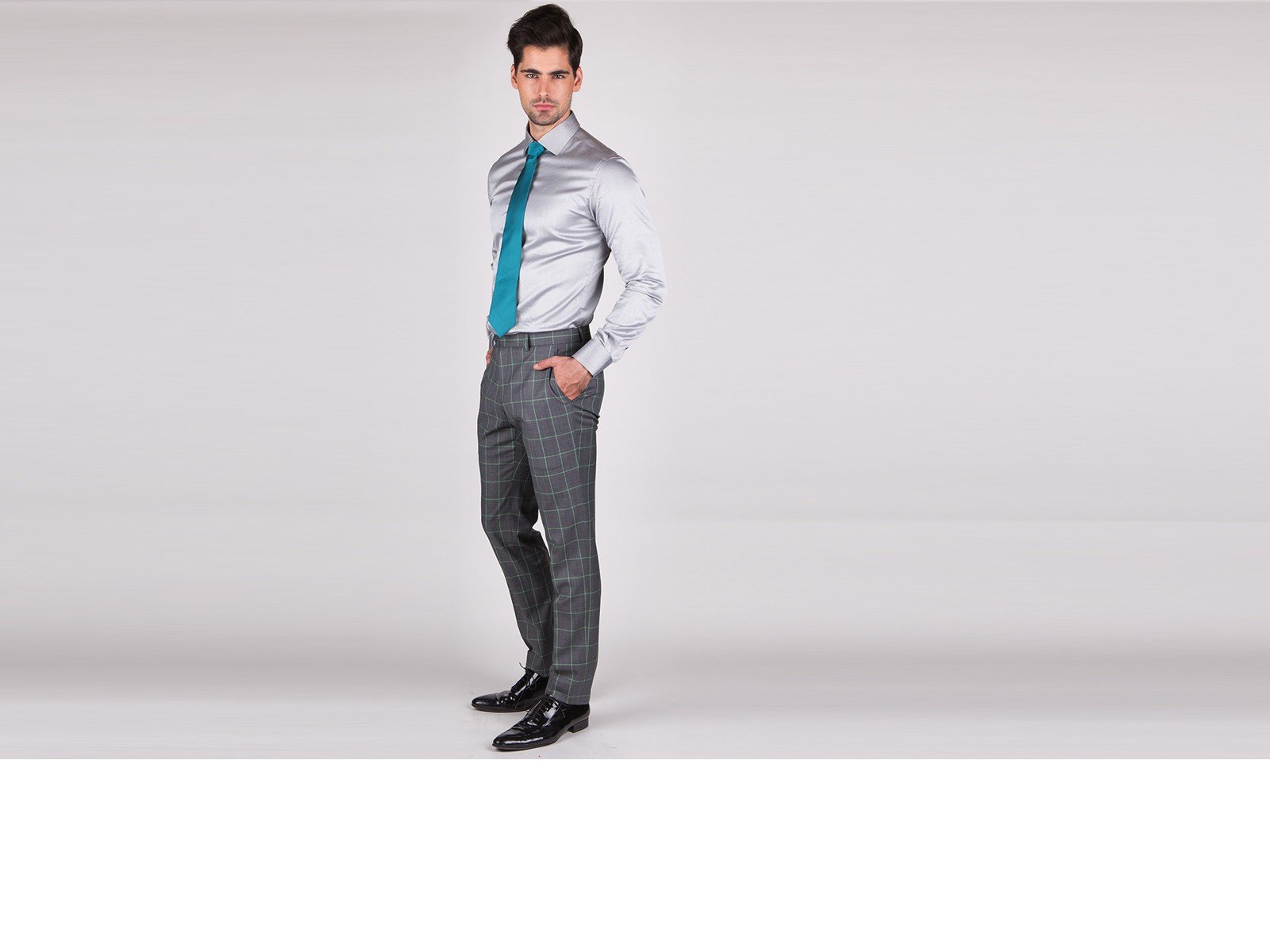 Grey Window Pane Pants