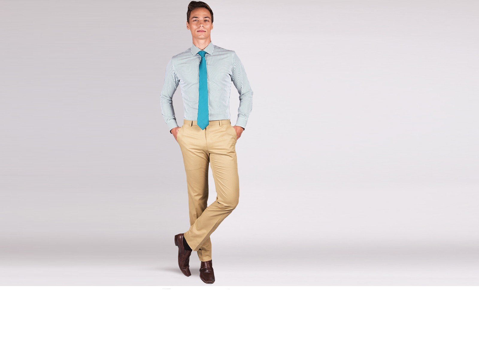 Green Pencil Striped Custom Shirt