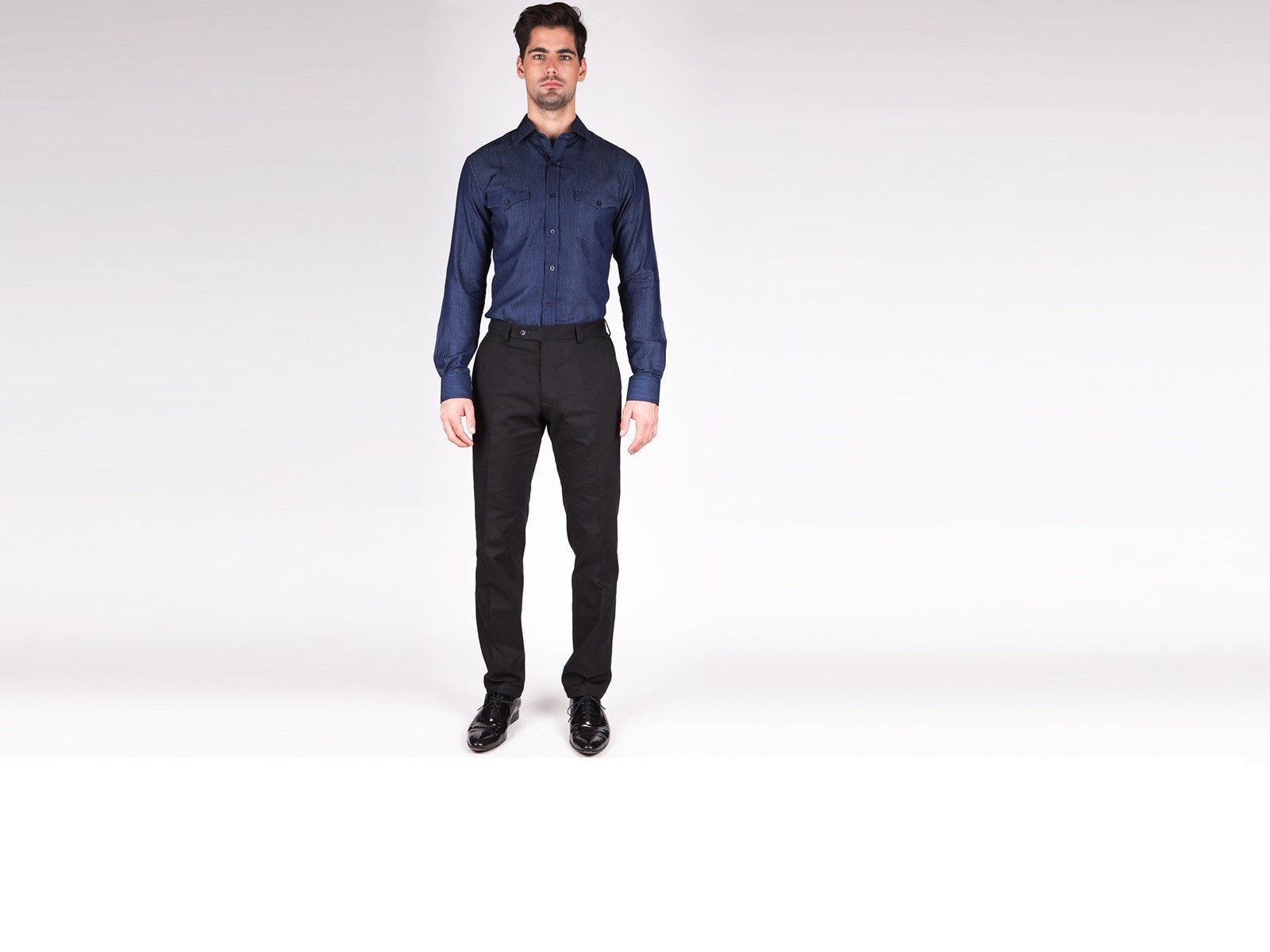 Navy Blue Denim Custom Shirt