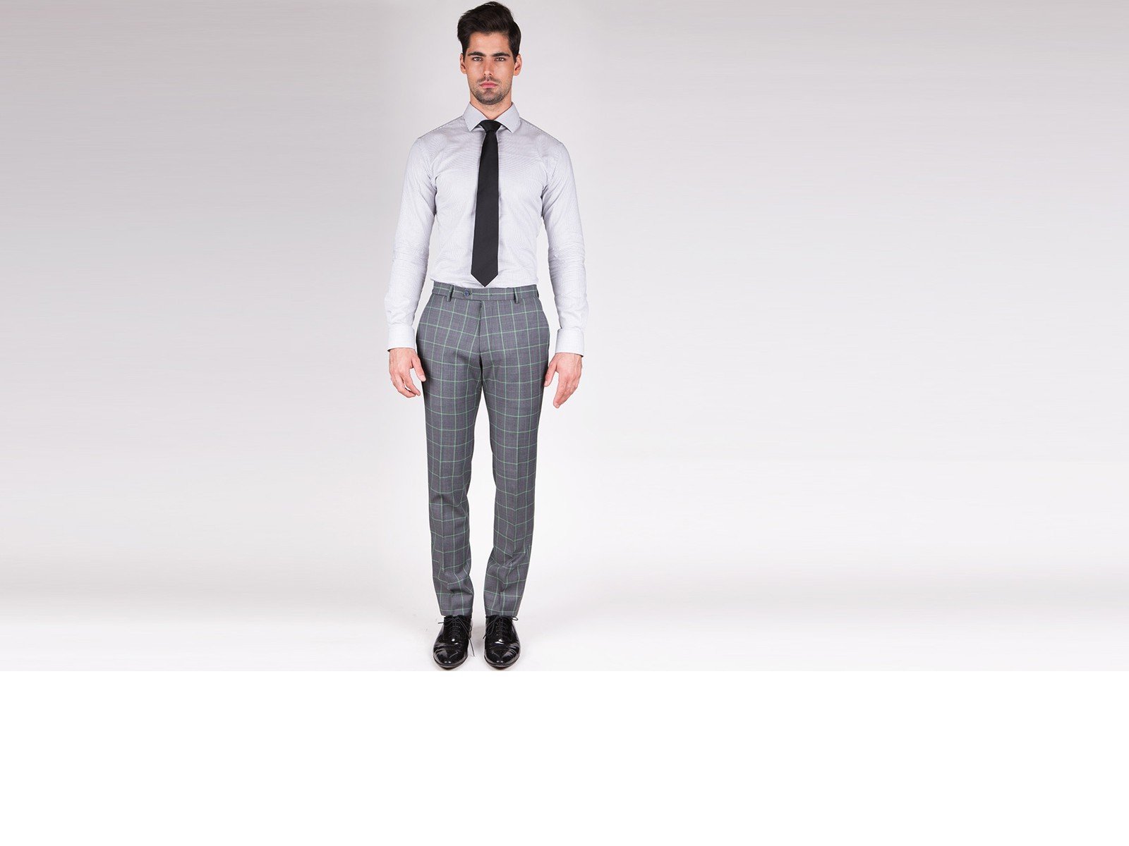 Light Grey Pin Check Custom Shirt