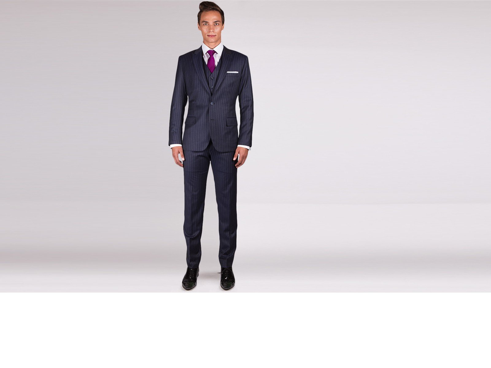 The Ashton - Charcoal Grey Striped 3 Piece Custom Suit