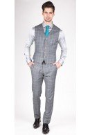 Grey with Green Tine Window Pane Vest