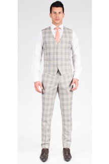 Light Grey Glen Plaid Vest