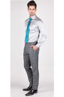 Grey Window Pane Pants