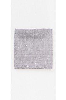 Grey Raw Silk Pocket Square