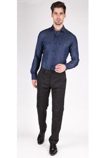 Navy Blue Denim Custom Shirt