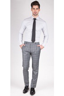 Light Grey Pin Check Custom Shirt