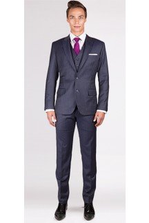 The Ashton - Charcoal Grey Striped 3 Piece Custom Suit